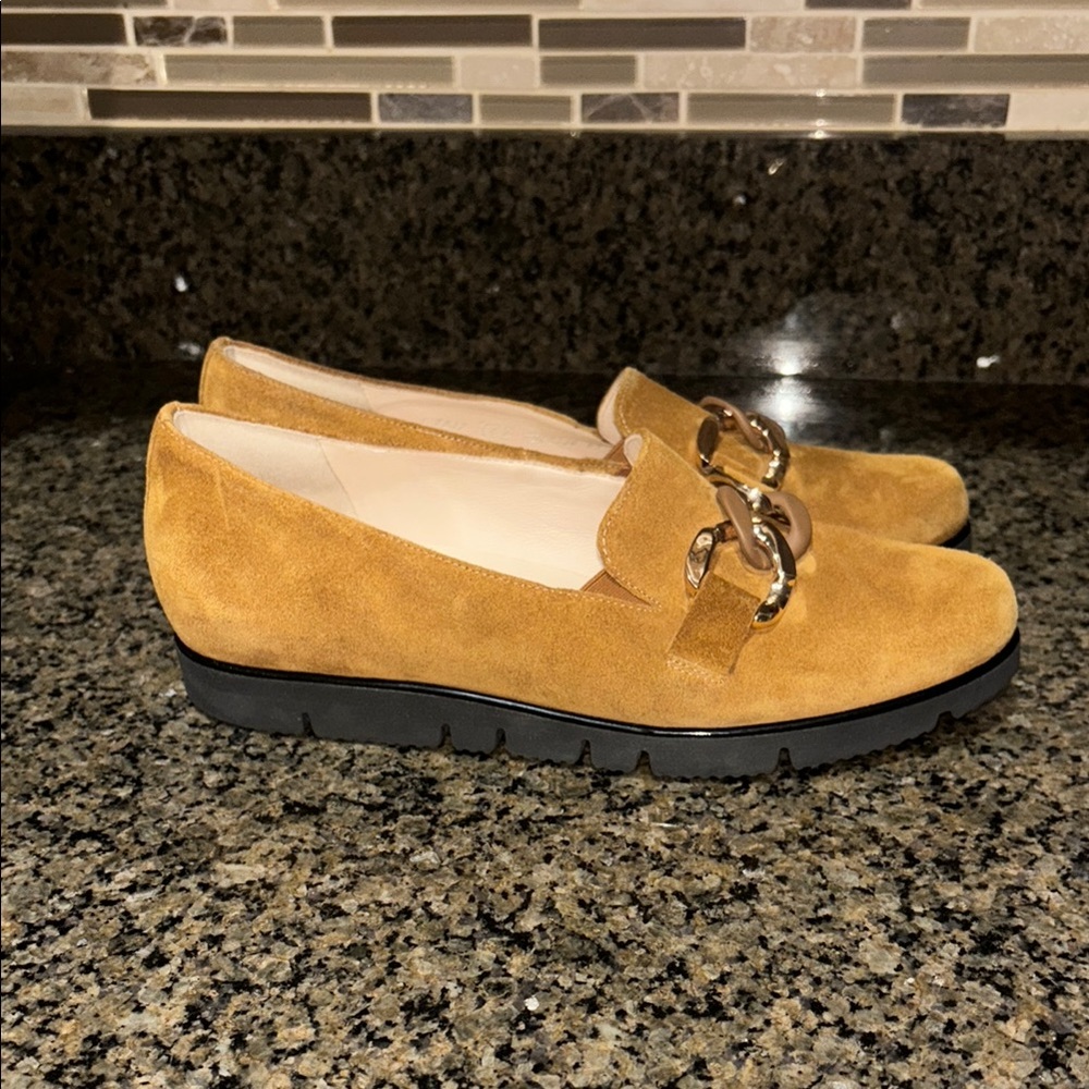 Hassia  Suede Loafers with Gold Accent